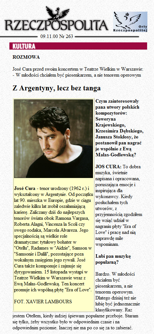 Jos Cura, Warsaw, 2000, Concert.