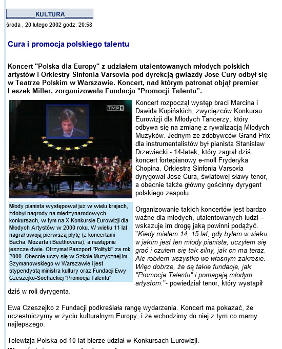 Jos Cura, conductor, Sinfornia Varsovia, 2002, Warsaw, Poland for Europe.