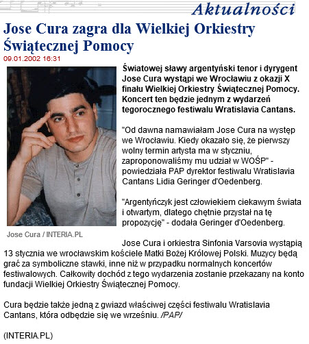 Jos Cura, conductor, Sinfornia Varsovia, 2002, Wroclaw.