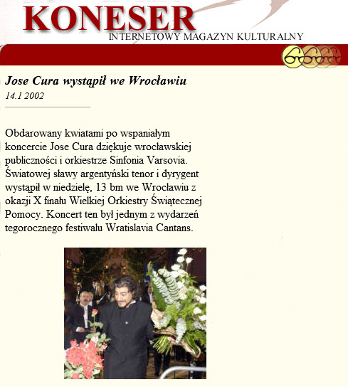 Jos Cura, conductor, Sinfornia Varsovia, 2002, Wroclaw.