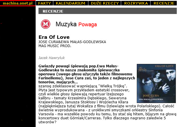 Jos Cura, Warsaw, 2000, CD Era of Love.