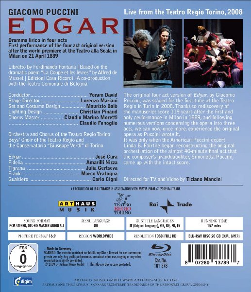 Edgar in 4 Acts starring Jos Cura - Turin 2008 DVD 2009 Bologna 2010