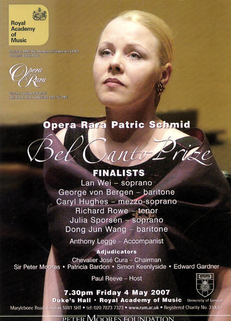 Opera Rara Bel Canto Prize, 4 May 2007