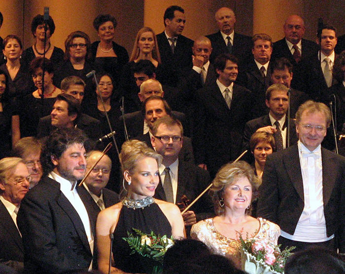 Edita Gruberova (Norma), Elina Garanca (Adalgisa) and Jos Cura (Pollione) in Vienna's Concert production of Norma - photo by Zsuzsanna