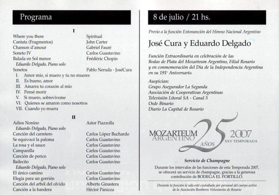 Rosario Chamber concert program